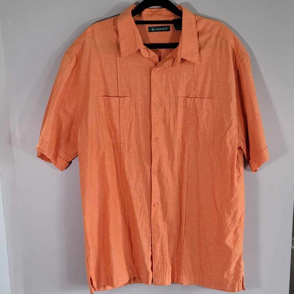 Mens Cubavera orange button up dress shirt. EUC